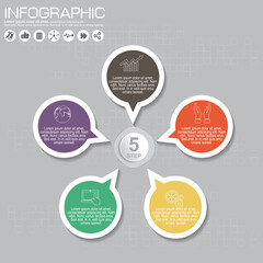 Infographic template and options with flat icons for presentation.