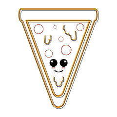 Cartoon icon of a happy cheese pizza. Fast food icon - Vector