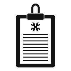 Vehicle repair clipboard icon. Simple illustration of vehicle repair clipboard vector icon for web design isolated on white background