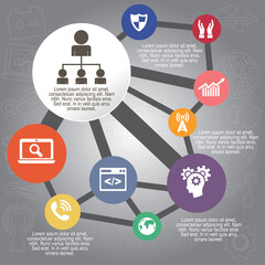 Infographic template and options with flat icons for presentation.