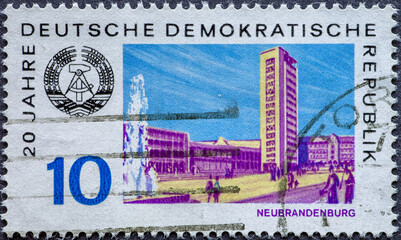 GERMANY, DDR - CIRCA 1969: a postage stamp from Germany, GDR showing cityscape of the city of...