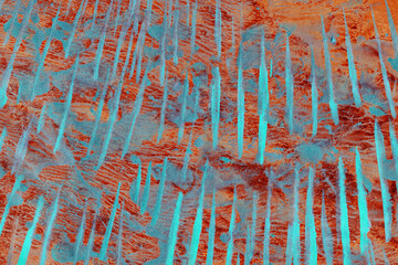 Paint turquoise and pink abstract textural with diagonal lines and divorces