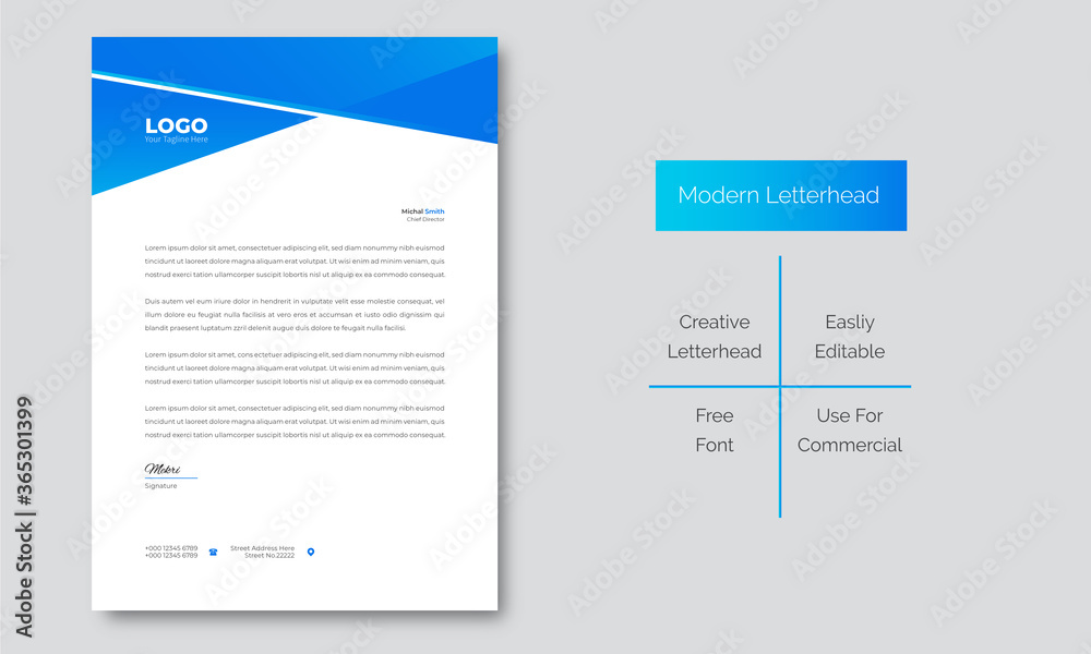 Wall mural modern creative and clean business style letterhead bundle of your corporate project design.set to p