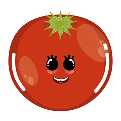 Obraz premium Cartoon icon of a happy tomato. Vegetable icon - Vector