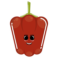 Cartoon icon of a happy pepper. Vegetable icon - Vector