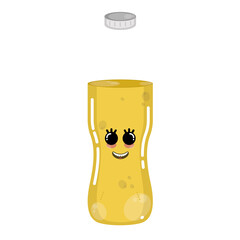 Cartoon icon of a happy soda bottle - Vector