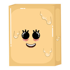 Cartoon icon of a happy butter bar. Dairy product icon - Vector
