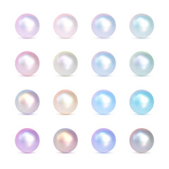 Big set of iridescent pearls