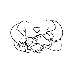 line draw couple are hugging with love