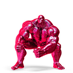 man made of steel is ready to smash in a white background