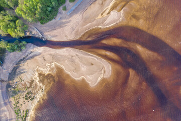 aerial view of the river flowing into the bay