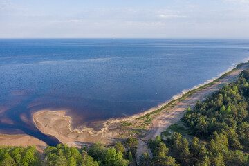 aerial view of the river flowing into the bay