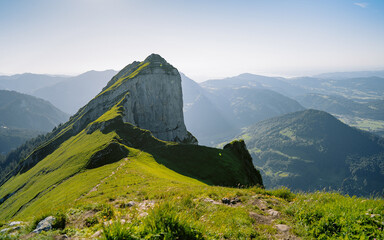Picture taken during hiking in Austrian Alps. Sunny day. The Kanisfluh is a mostly isolated massif in the central Bregenz Forest Mountains between the municipalities Mellau and Au.
