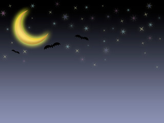 Obraz na płótnie Canvas Illustration of night sky with moon, bats and stars