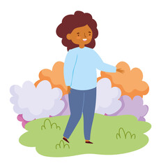 Fototapeta premium character woman cartoon standing in the grass design