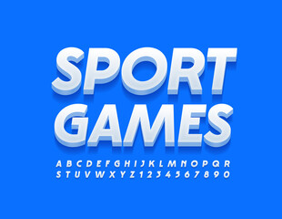 Vector activity banner Sport Games. 3D Modern Font. White Alphabet Letters and Numbers for Advertising