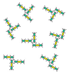 A variant of the pattern is a braided pigtail made of lines on cells on a white background. Pattern of different shapes from a pigtail.
