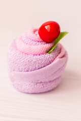 cupcake figurines from folded towels