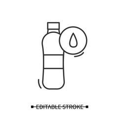 Water bottle icon. Sport or performance drink with liquid line pictogram. Concept of hydration and water balance during cardio fitness training and power training. Editable stroke vector illustration