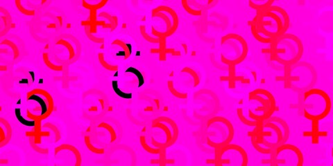 Light Pink, Red vector background with woman symbols.