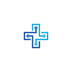 Medical Cross and Technology logo / icon design
