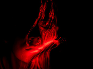 lightpainting portrait, new art direction, long exposure photo without photoshop, light drawing at...