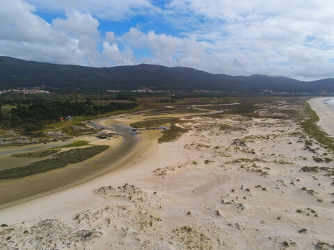 Beautiful view of beach in Galicia.Spain. Drone Photo