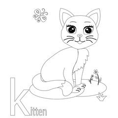 animal alphabet  coloring book vector illustration