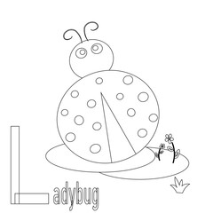 animal alphabet  coloring book vector illustration