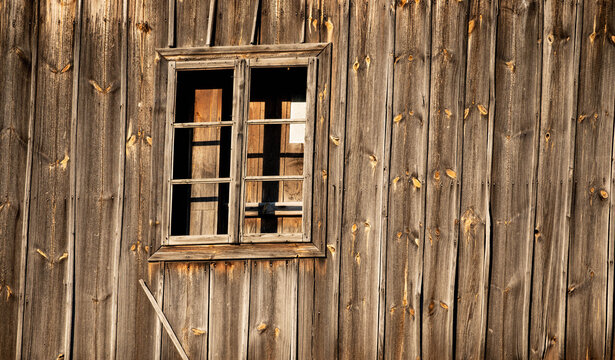 view of the window in an old wooden building