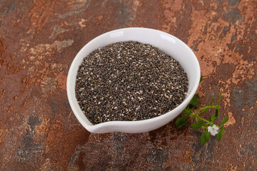 Dietary Chia seeds in the bowl