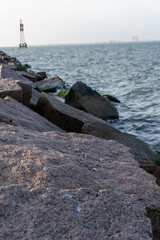 Rock formation located near a shipping channel in Texas. 
