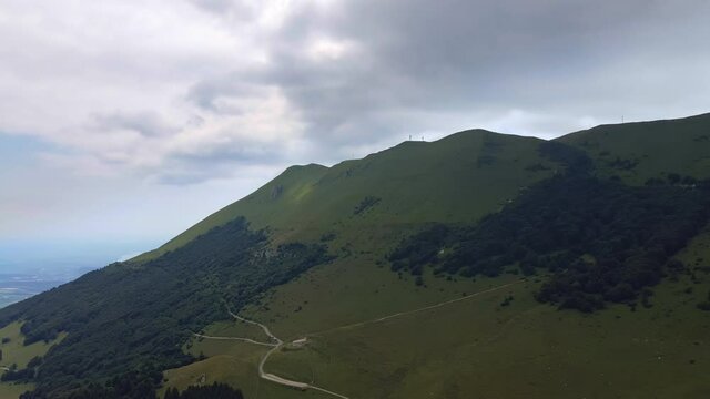 Beautiful aerial view of the mountains and hills of Monte Baldo in Lessinia Italy