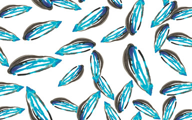 Blue Elegant Poster. Bright Ink Decoration. White Brushed Seamless. Black Retro Texture. White Nature Decor. Bright Drawn Design. Blue Abstract Texture.