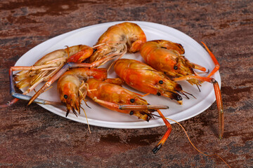 Grilled water prawn in the plate