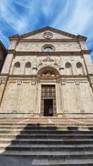 Montepulciano, Tuscany, Italy July 15 2020: Church of Sant' Agostino in Montepulciano.