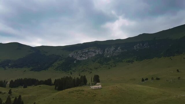 Beautiful aerial view of the mountains and hills of Monte Baldo in Lessinia Italy