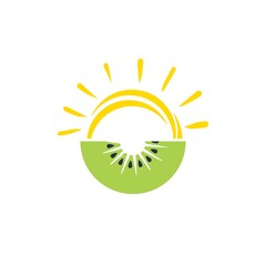 Fresh kiwi fruit Slice isolated on sun 