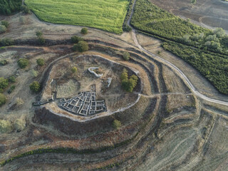 Aerial view of celtic settlement in Galicia. Spain. Drone Photo