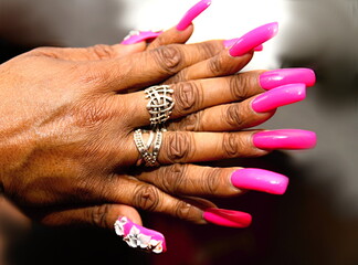 long fingernails after been manicured stock photo