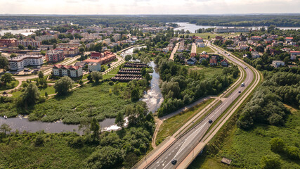Fototapeta na wymiar Top view of Ilawa town in Poland