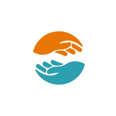 Team logo abstract two hands help
