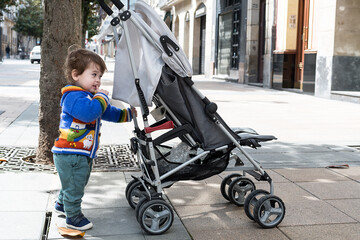He's about eighteen months old, standing on his own two feet