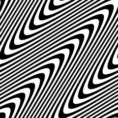 Vector geometric texture. Monochrome repeating pattern with wavy lines.