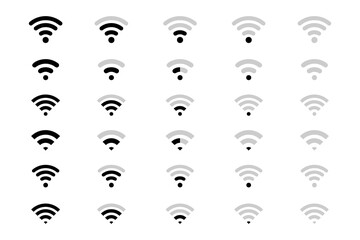 Wireless and wifi icon. Wi-fi signal symbol. Internet Connection. Remote internet access collection  vector illustration - obrazy, fototapety, plakaty