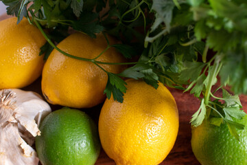citrus fruit with herbs and garlic 