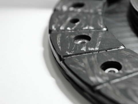 clutch disc of a car gearbox close-up monochrome image