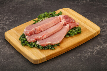 Raw pork steak for cooking