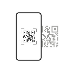 QR code. Scanning QR code. Modern technologies. Cashless payment concept. Vector illustration
