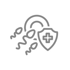 Healthy protected fertilization line icon. Parenthood healthcare, first aid for miscarriage symbol